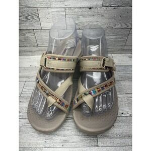 Skechers Sandal‎ Womens 7 Brown Reggae Mad Swag Slip On Casual Comfort 41124